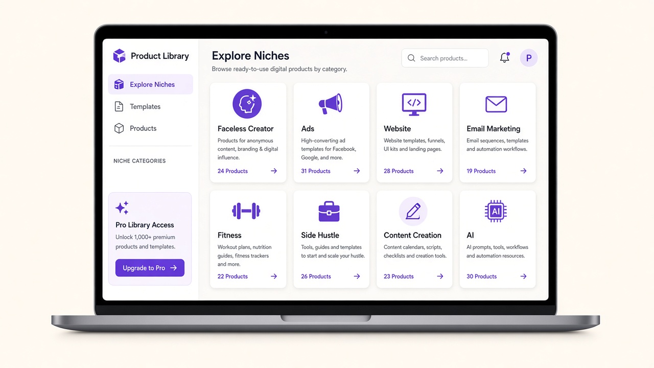 Digital Product Library dashboard preview